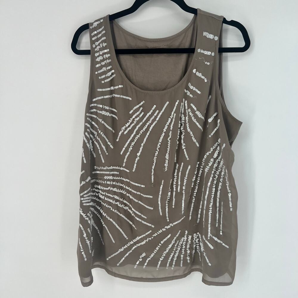 Coldwater Creek Grey & White Sequin Sleeveless Blouse 1X 18